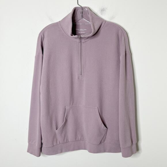 Marc New York Women's Sweater M Purple 1/4 Zip Ribbed Knit Long Sleeve Mock Neck - Picture 3 of 8